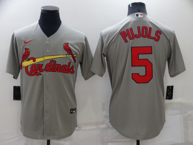 Men's St. Louis Cardinals Albert Pujols #5 Gray Baseball Jersey